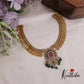 Grand Lakshmi Coin Necklace with Victorian Pendant Green Beads Drops NC2315