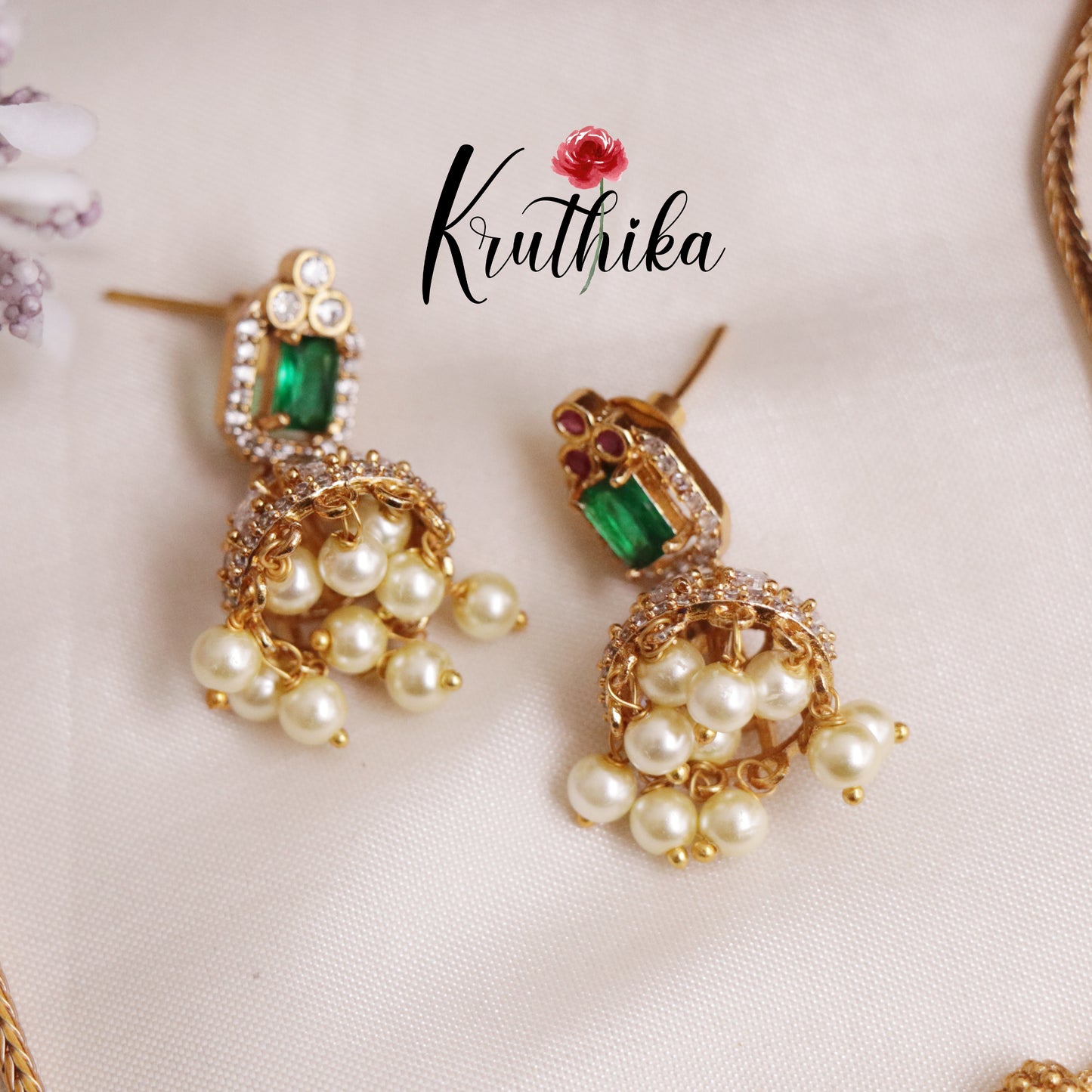 Elegant Bloom Pendant Pearl Drop Necklace NC2120 (Available in 2 Colours)