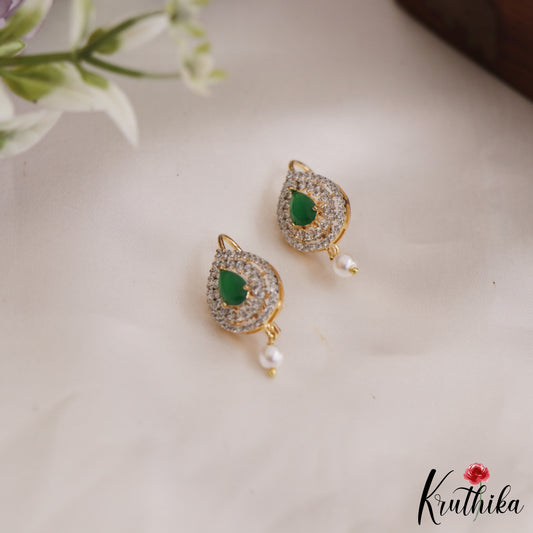 Simple Teardrop Earcuffs | Upper Earrings | Bugadi Earrings With Pearl Drop E887