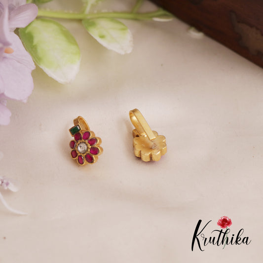 Simple Jadau Floral Earcuffs | Upper Earrings | Bugadi Earrings E829