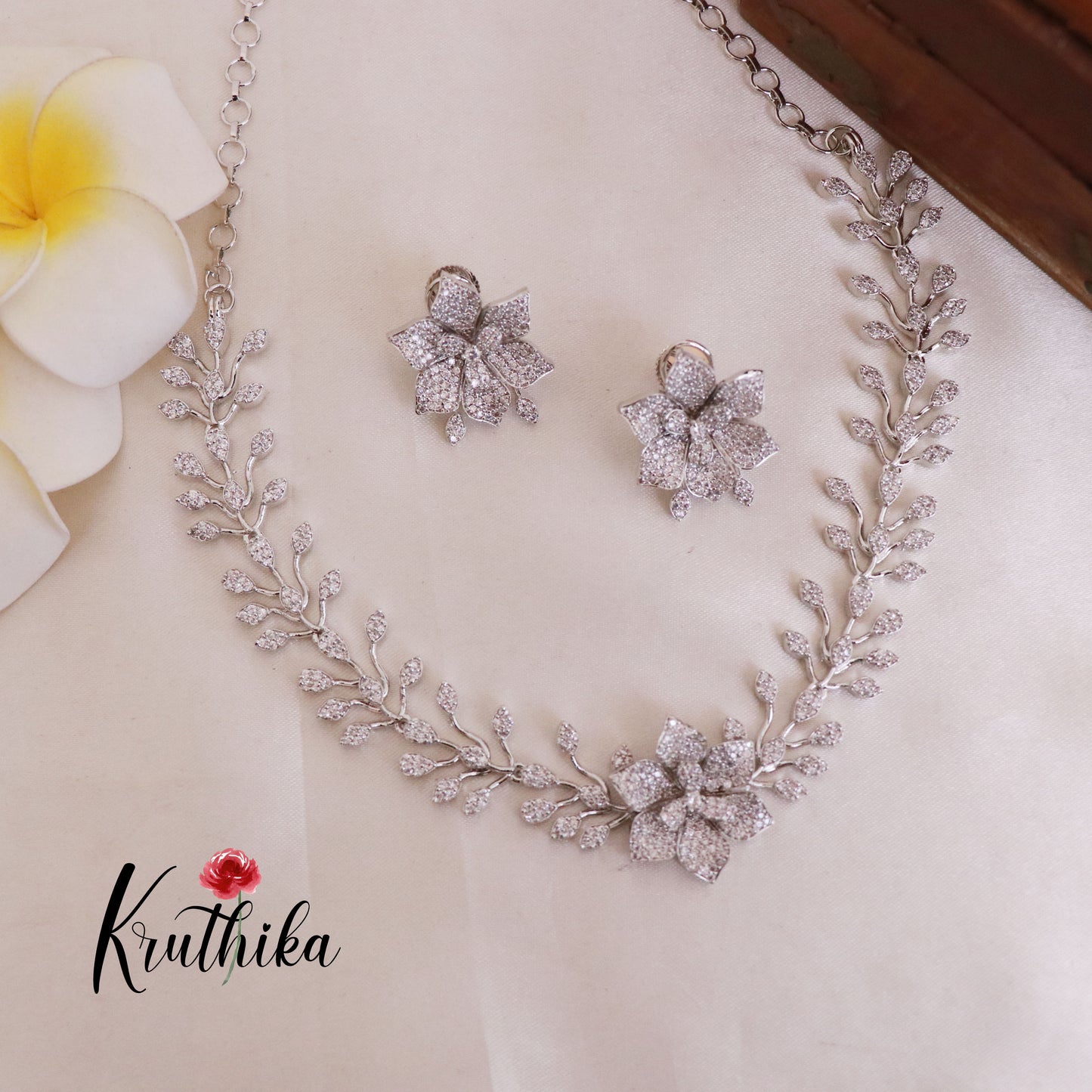 Trendy CZ/AD Flower Design Necklace NC1830 (Available in 4 colours)