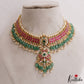 Premium Floral Motifs Jadau Choker With Green Bead Drops NC2979
