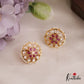 Trendy Pearl Border Floral Motifs AD Stud Earrings E991 (Available In 6 Colors)