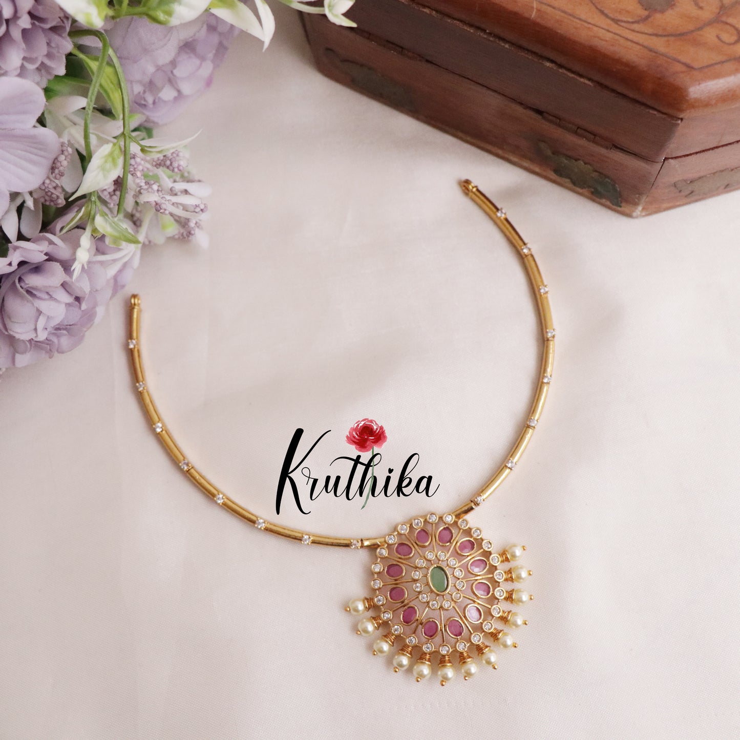 Simple Antique Aura Pearl Hasli Neckalce Set NC2121