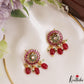 Elegant Floral Mango Motifs Kemp Hasli Choker With Pearl Bead Drops NC3259 (Available In 3 Colors)