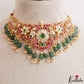 Premium Floral Peacock Motifs Jadau Choker With Green Bead Drops NC3214