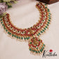 Premium Antique Lakshmi Motifs Jadau Necklace With Green Bead Drops NC2853
