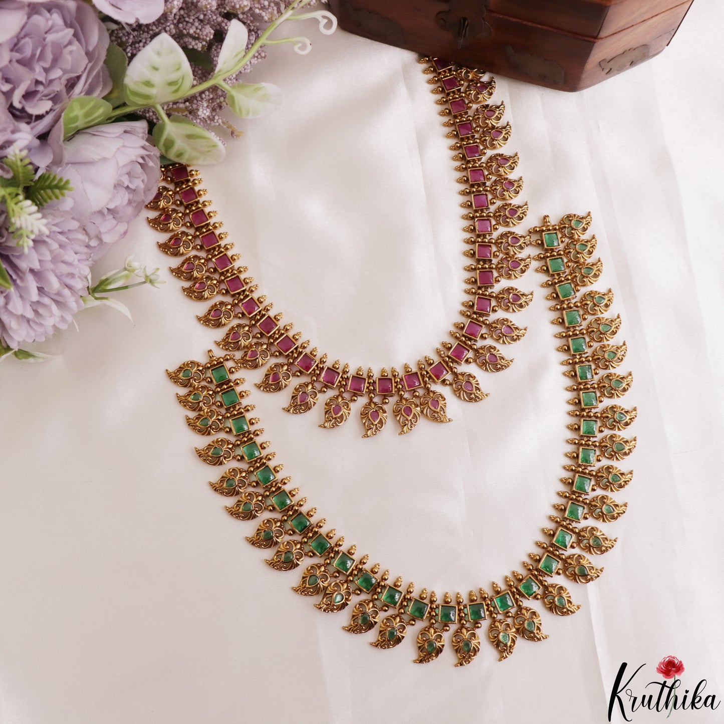 Classic Square Mango Motifs Jadau Necklace NC3181 (Available In 3 Colors)