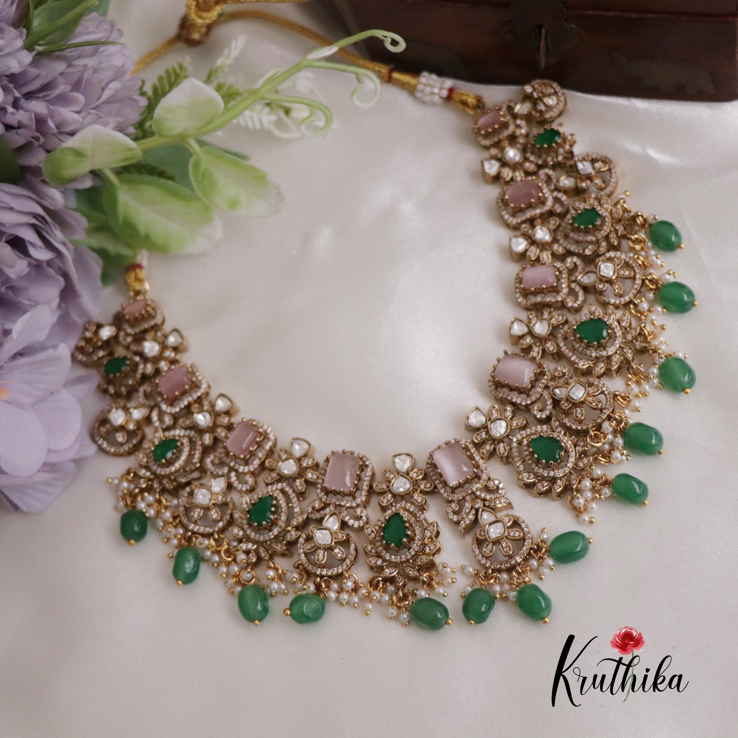 Classic Victorian Necklace with Moissanite Stones NC2501