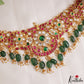Premium Floral Peacock Motifs Jadau Choker With Green Bead Drops NC3214
