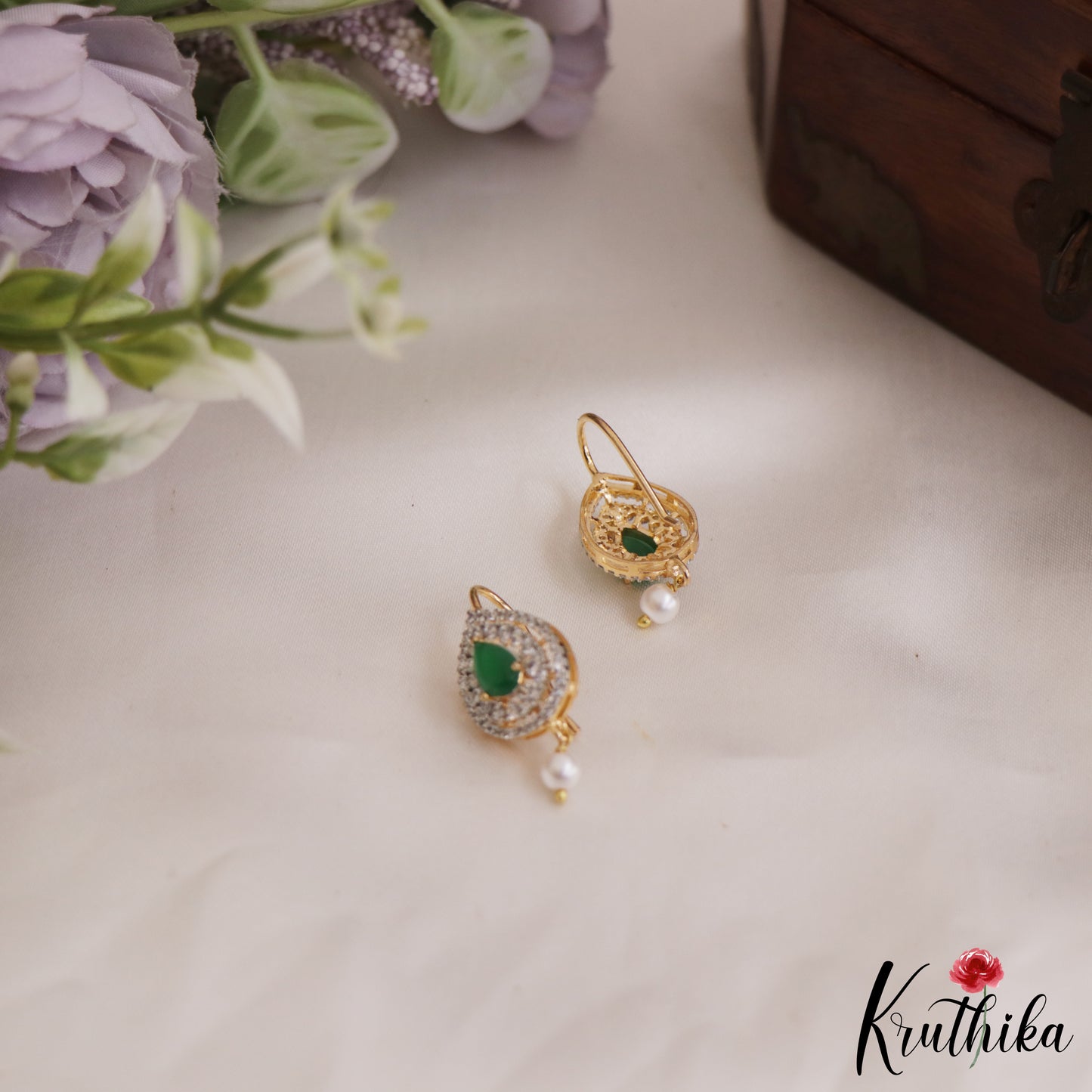 Simple Teardrop Earcuffs | Upper Earrings | Bugadi Earrings With Pearl Drop E887