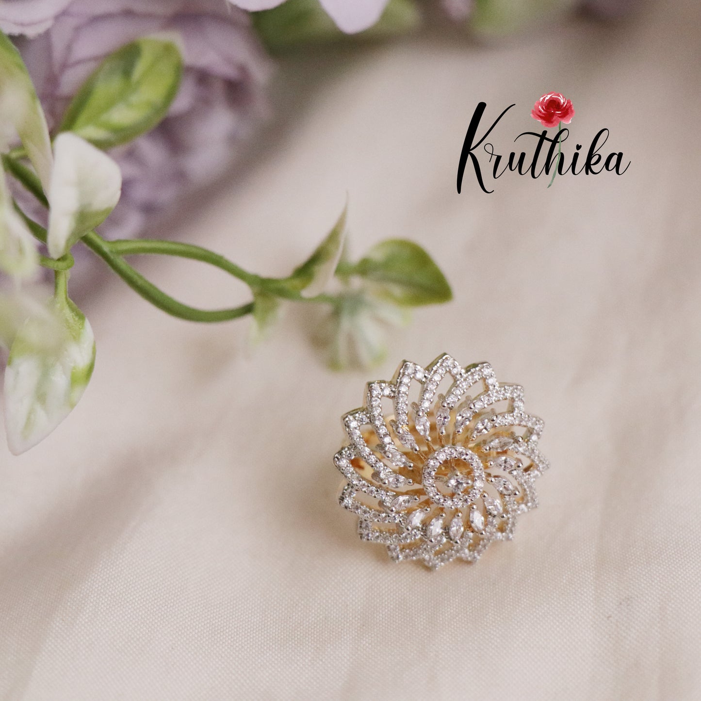 Trendy CZ Sparkling Finger Ring R46