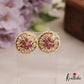 Trendy Pearl Border Floral Motifs AD Stud Earrings E991 (Available In 6 Colors)