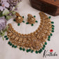 Stunning Antique Nagas Lakshmi Peacock Motifs Temple Choker With Green Bead Drops NC2889