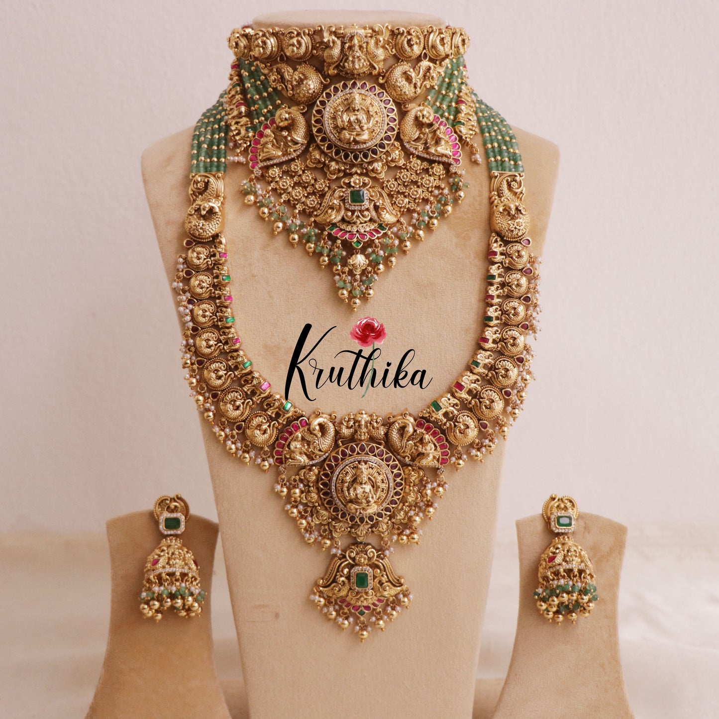 Pre order-Gorgeous and Premium Jadau Lakshmi peacock Haaram LH1860- 25 to 30 days pre order
