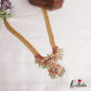 Grand Bridal Kasu Jadau Pendant Haaram with Pastel Green Beads Drops LH1947