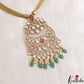 Sparkling Teardrop Motifs Hasli CZ Necklace With Green Bead Drops NC3077