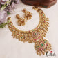 Premium Antique Floral Peacock Motifs Jadau Necklace With Pearl Bead Drops NC2986
