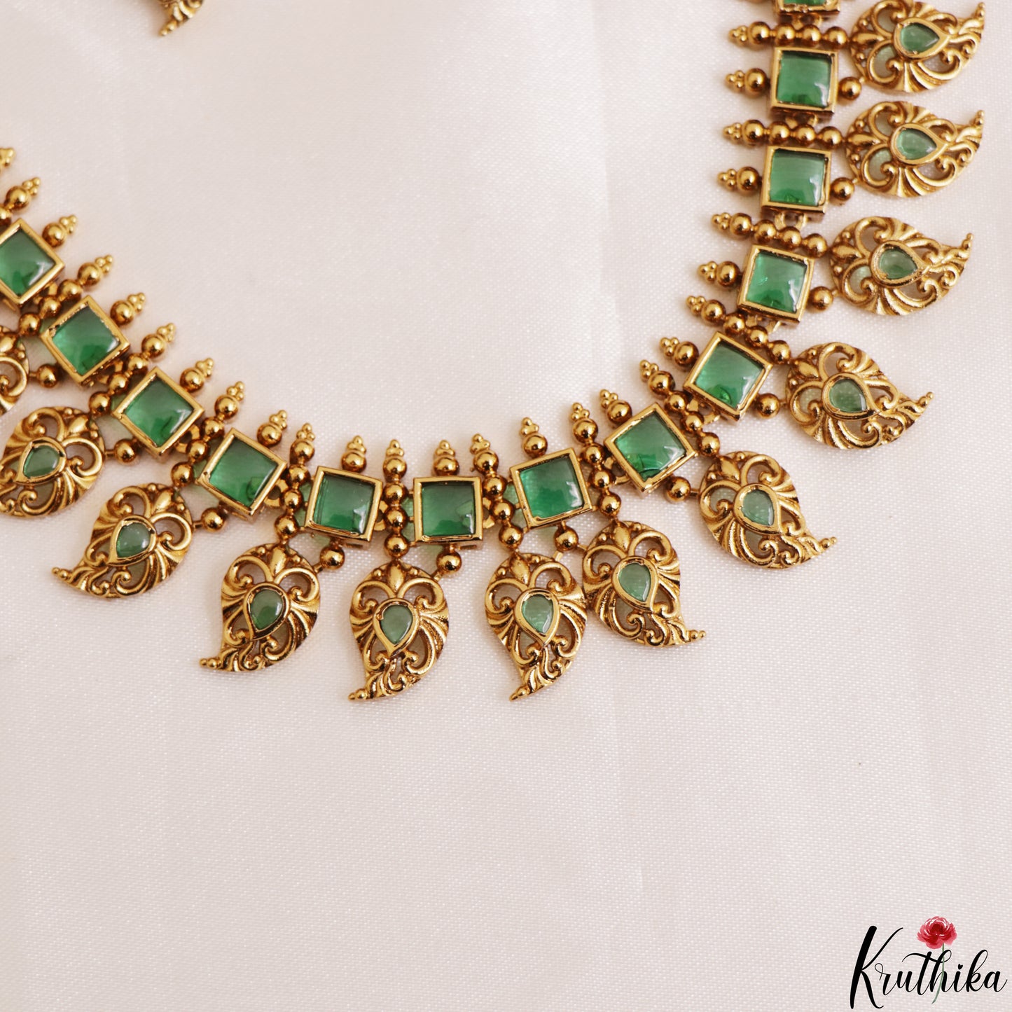 Classic Square Mango Motifs Jadau Necklace NC3181 (Available In 3 Colors)