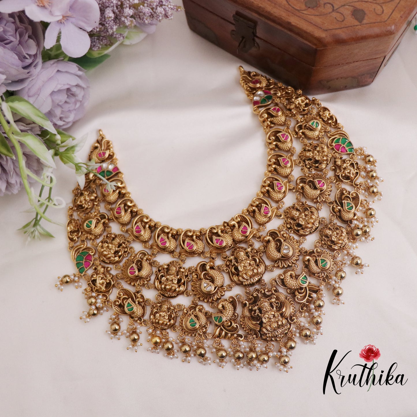 Royal Lakshmi Peacock Jadau Choker NC1824 (Available in 2 Colors)