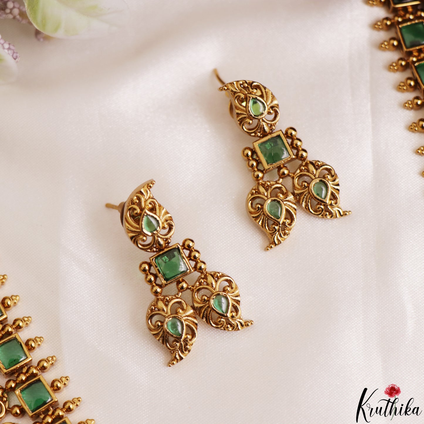 Classic Square Mango Motifs Jadau Necklace NC3181 (Available In 3 Colors)