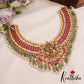 Gorgeous Lakshmi Motifs Jadau Necklace With Green Bead Drops NC2852