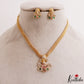 Beautiful Lord Ganesha Motifs CZ Victorian Pendant Chain Set NC3153