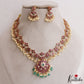 Stunning Floral Motifs Guttapoosalu Necklace With Green Bead Drops NC2961