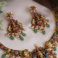 Gorgeous Hand Painted Lakshmi Motifs Necklace With Green Bead Drops NC2713