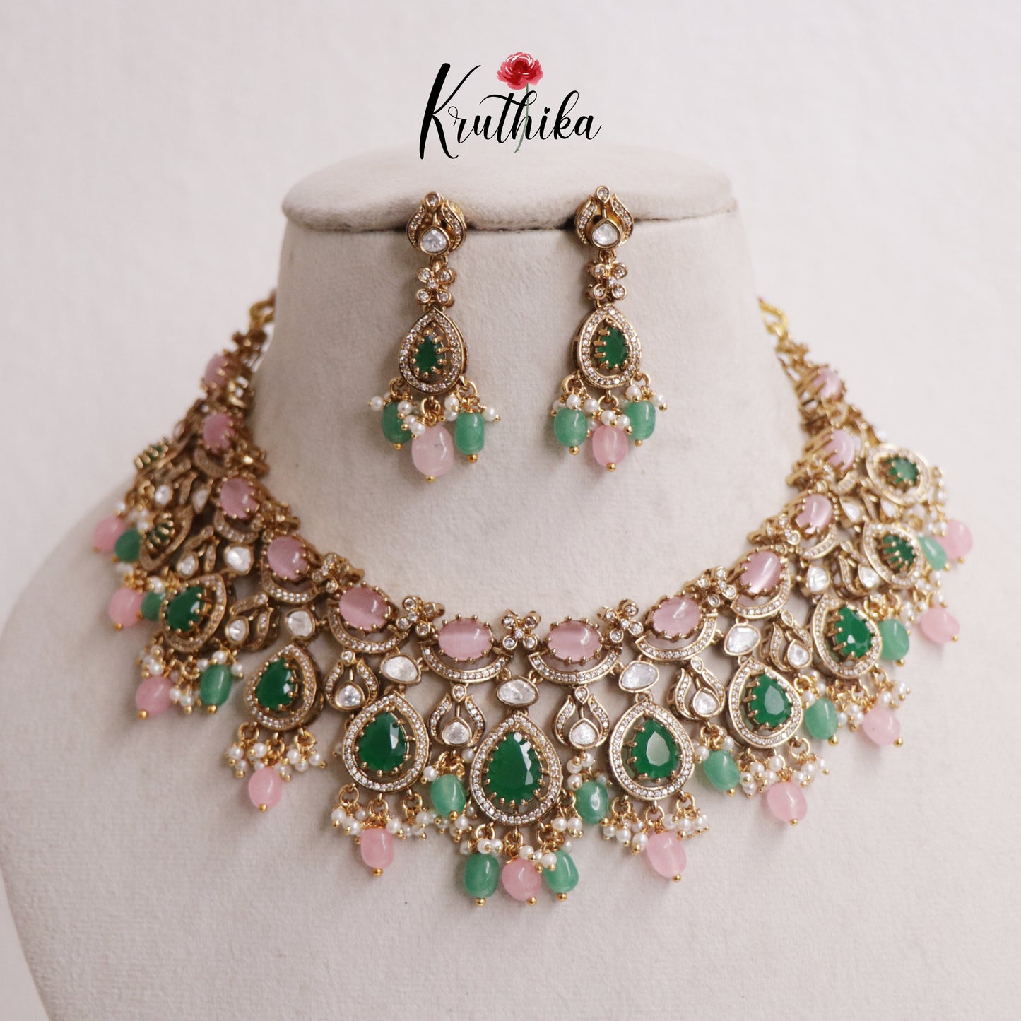 Classic Victorian Necklace with Moissanite Stones NC2501