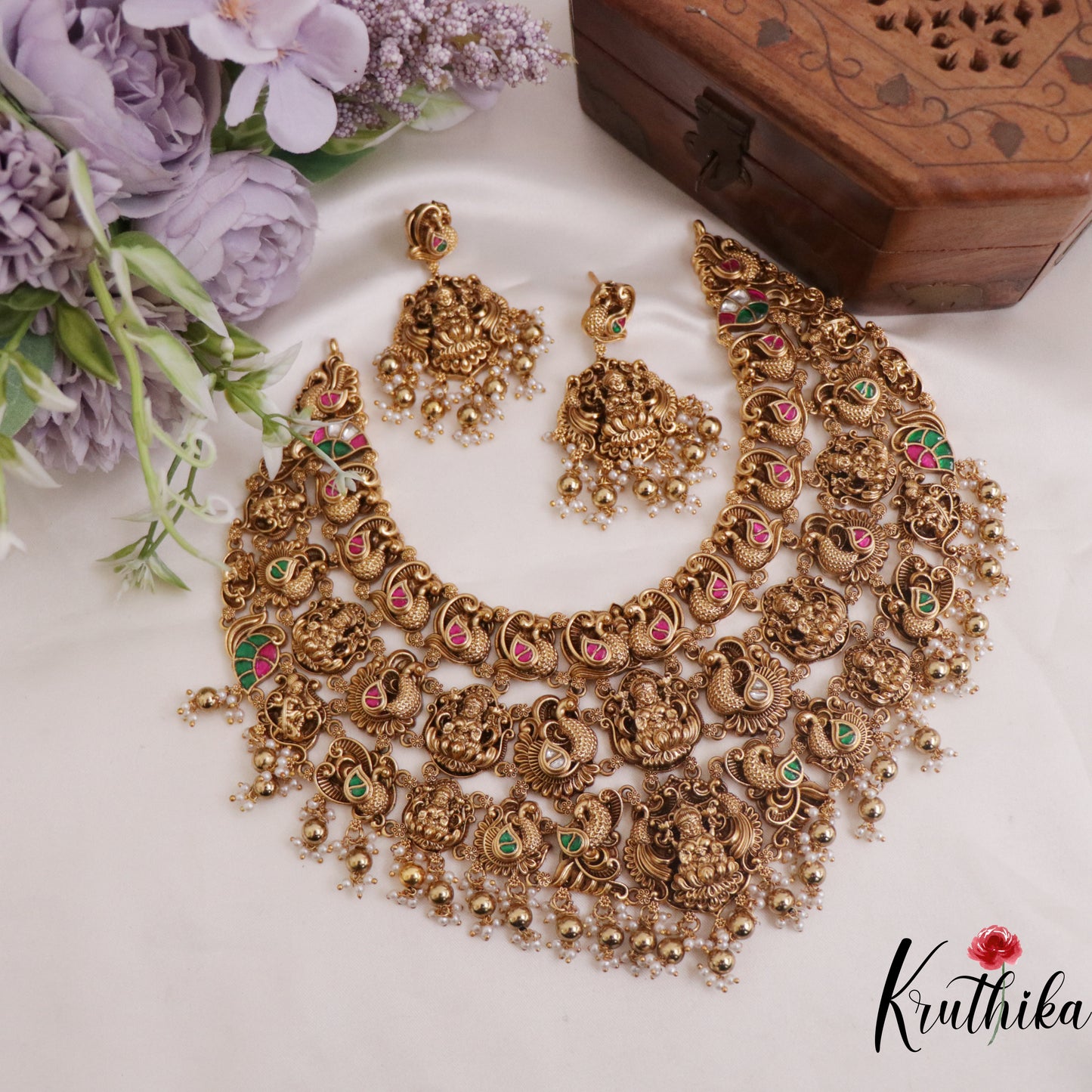 Royal Lakshmi Peacock Jadau Choker NC1824 (Available in 2 Colors)