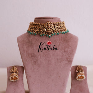 Elegant Lakshmi Chocker With Pastel Green Beads NC1853