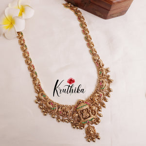 Premium Lakshmi Peacock Haaram with golden Beads LH1879