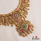 Premium Antique Floral Peacock Motifs Jadau Haaram With Pearl Bead Drops LH2108