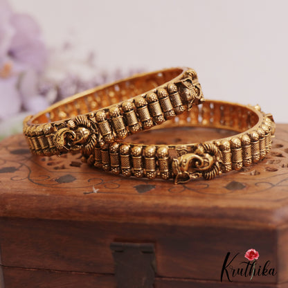 Gorgeous Antique Nagas Ganesha Motifs Bangles B474 (Set of 2 Bangles)