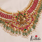 Gorgeous Lakshmi Motifs Jadau Necklace With Green Bead Drops NC2852