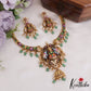 Gorgeous Hand Painted Lakshmi Motifs Necklace With Green Bead Drops NC2713