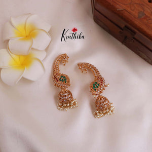 Beautiful AD Peacock Ear cuff jhumkas E460 (Available in two colors)