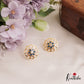 Trendy Pearl Border Floral Motifs AD Stud Earrings E991 (Available In 6 Colors)