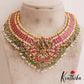 Gorgeous Lakshmi Motifs Jadau Necklace With Green Bead Drops NC2852