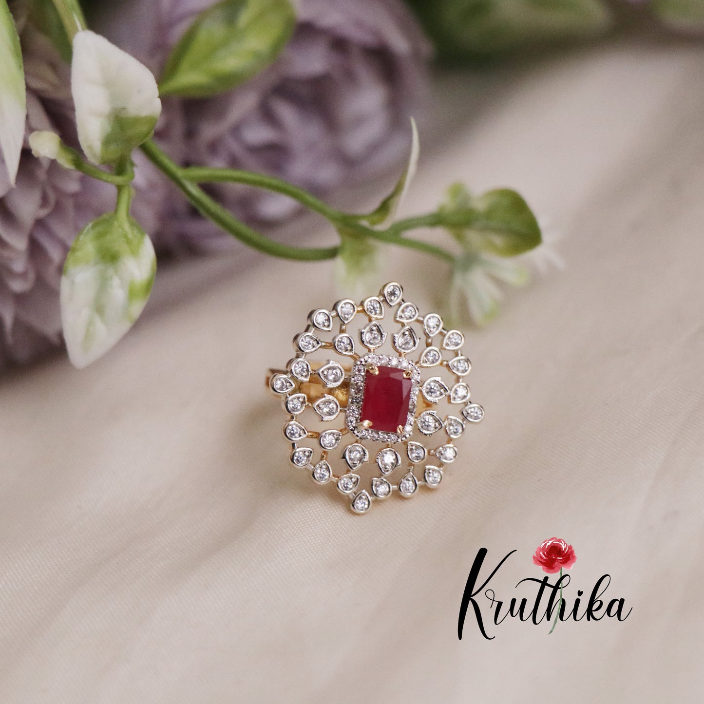 Simple CZ Sparkling Finger Ring R49 (Available in 3 Colours)