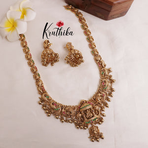 Premium Lakshmi Peacock Haaram with golden Beads LH1879