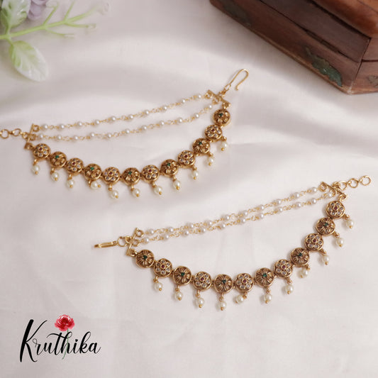 Beautiful Three Layer Floral Design Earchain EC113