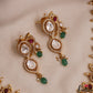Premium Peacock Motifs Polki Victorian Choker With Green Bead Drops NC3018