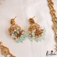Stunning Antique Nagas Peacock Motifs Temple Haaram With Green Bead Drops LH2177