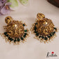 Gorgeous Antique Nagas Lakshmi Peacock Motifs Jhumka With Green Bead Drops E1055