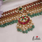 Stunning Floral Motifs Jadau Choker With Pearl And Bead Drops NC2692
