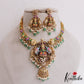 Gorgeous Hand Painted Lakshmi Motifs Necklace With Green Bead Drops NC2713