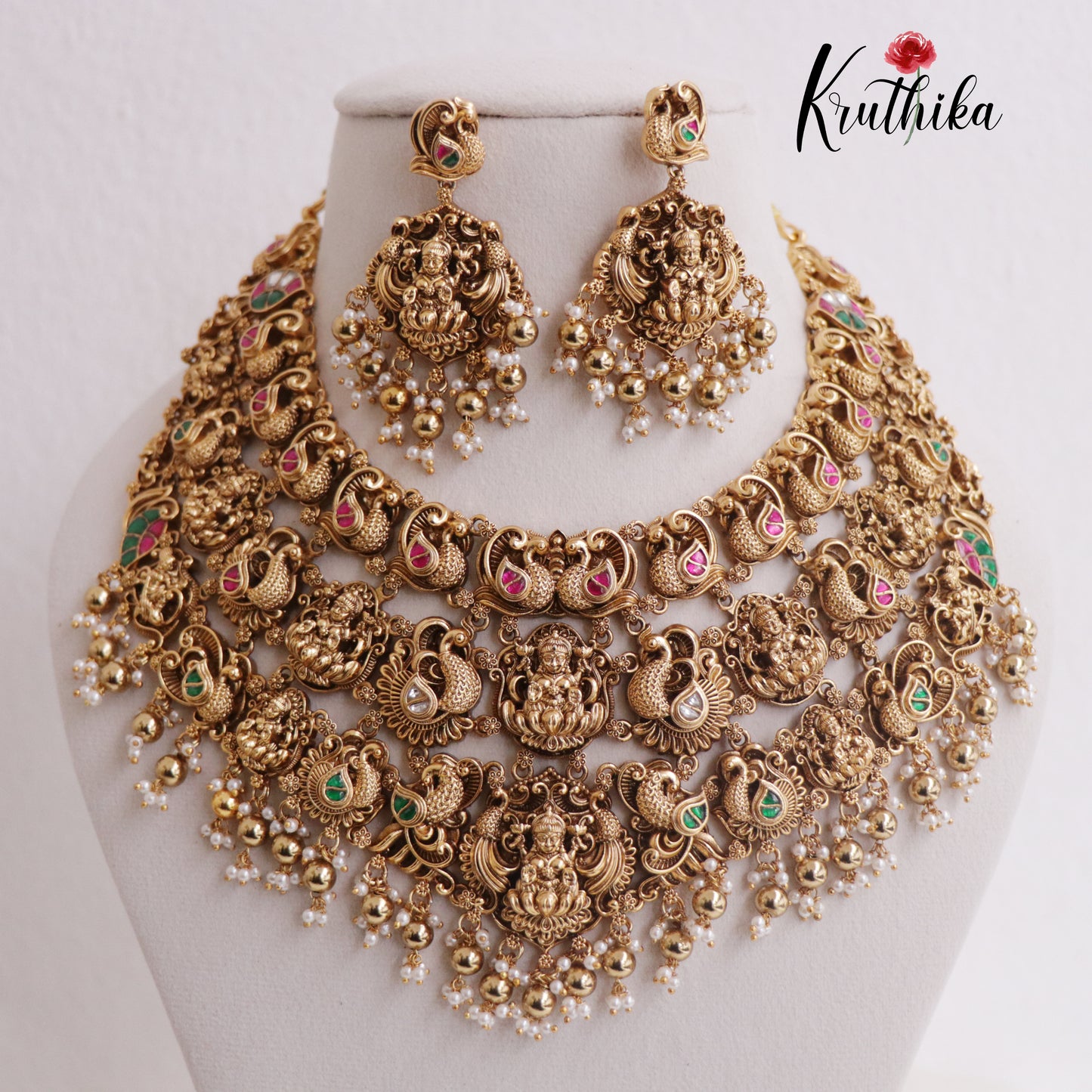 Royal Lakshmi Peacock Jadau Choker NC1824 (Available in 2 Colors)