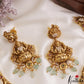 Premium Antique Nagas Lakshmi Peacock Motifs Necklace With Mint Green Bead Drops NC3078